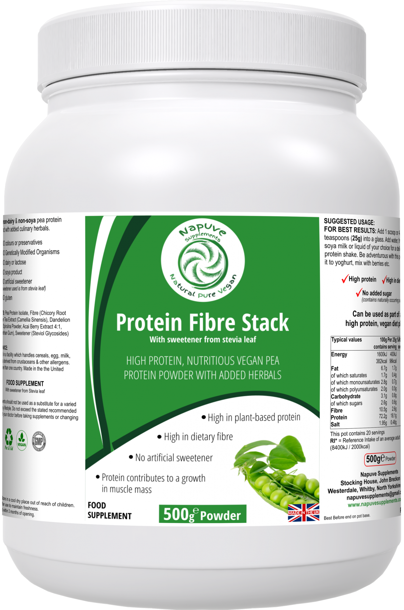 Protein Fibre Stack – Organic Pea Protein Powder