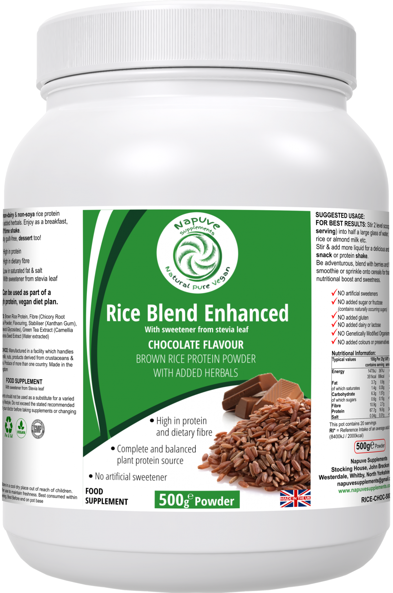 Rice Blend Enhanced - Rice protein powder blend (chocolate flavour)
