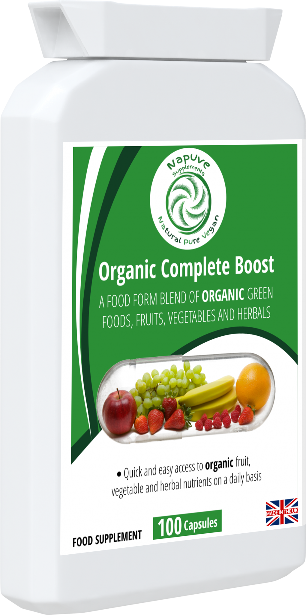 Organic Complete Boost - 100% organic fruit, vegetable and herbal blend in easy-to-take capsules